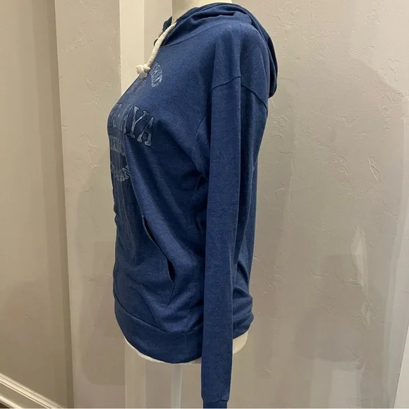 CARIBBEAN SIDE Resort/Souvenir Blue Long Sleeve Knit Hoodie Top L Riviera Maya - Picture 3 of 5